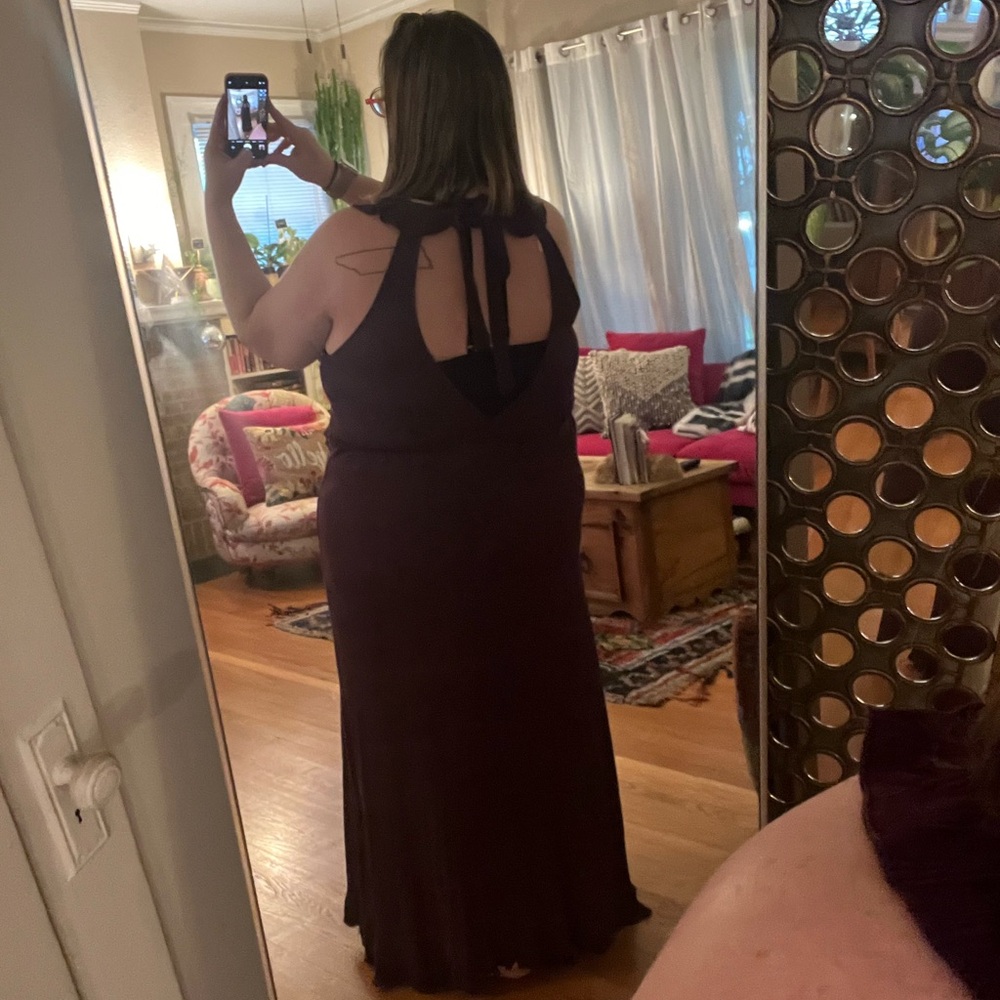 Anthropologie 1X plum ruffle maxi - Picture 3 of 7